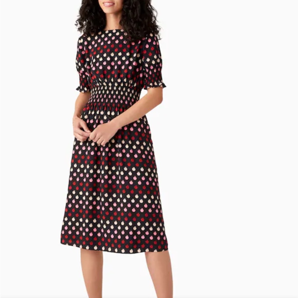 Kate Spade orchard midi dress with a puff sleeve 🍎